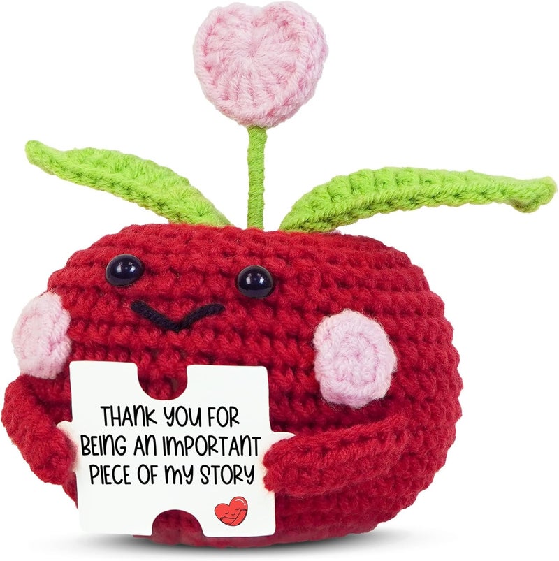 OASSIE Valentines Day Gifts for Teachers - Mini Positive Apple Crochet with Card - Appreciation Thank You Birthday Graduation End of Year School Valentine Gifts for Teacher Students Women - Image 1
